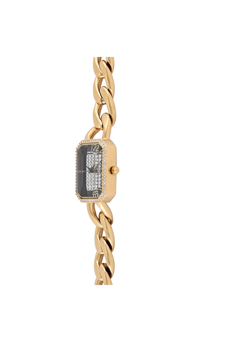 Rectangular Crystal Studded Link Watch- 30x23MM, Alternate, color, Gold