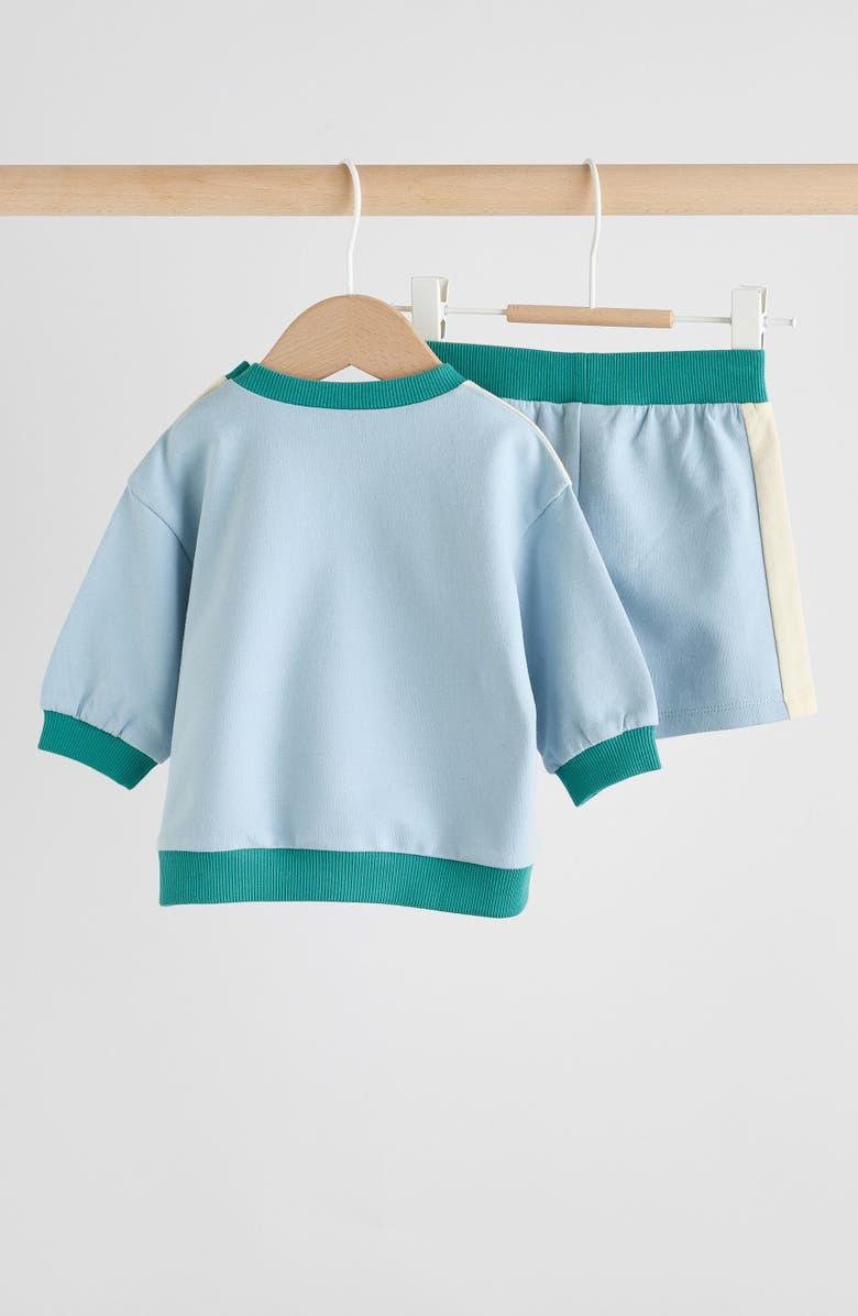 NEXT Milk Club Sweatshirt & Sweat Shorts Set, Alternate, color, Blue