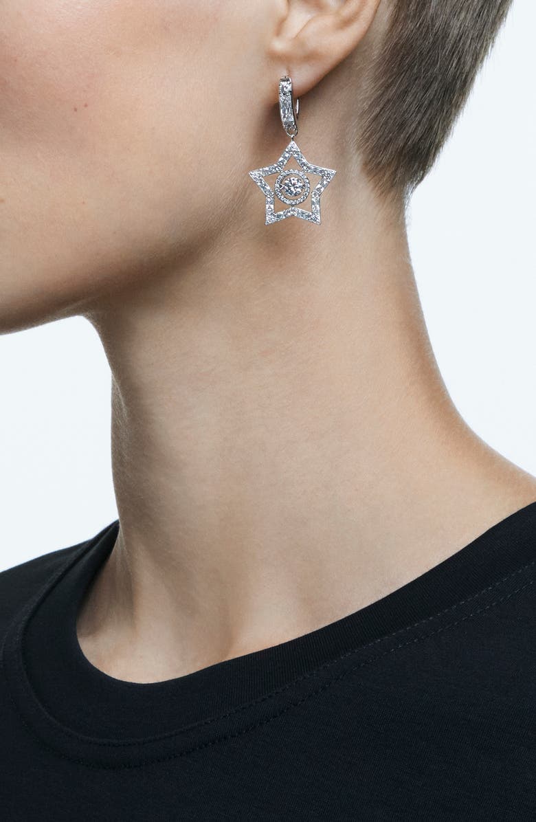 Swarovski Angelic Stella Star Drop Earrings, Alternate, color, Silver