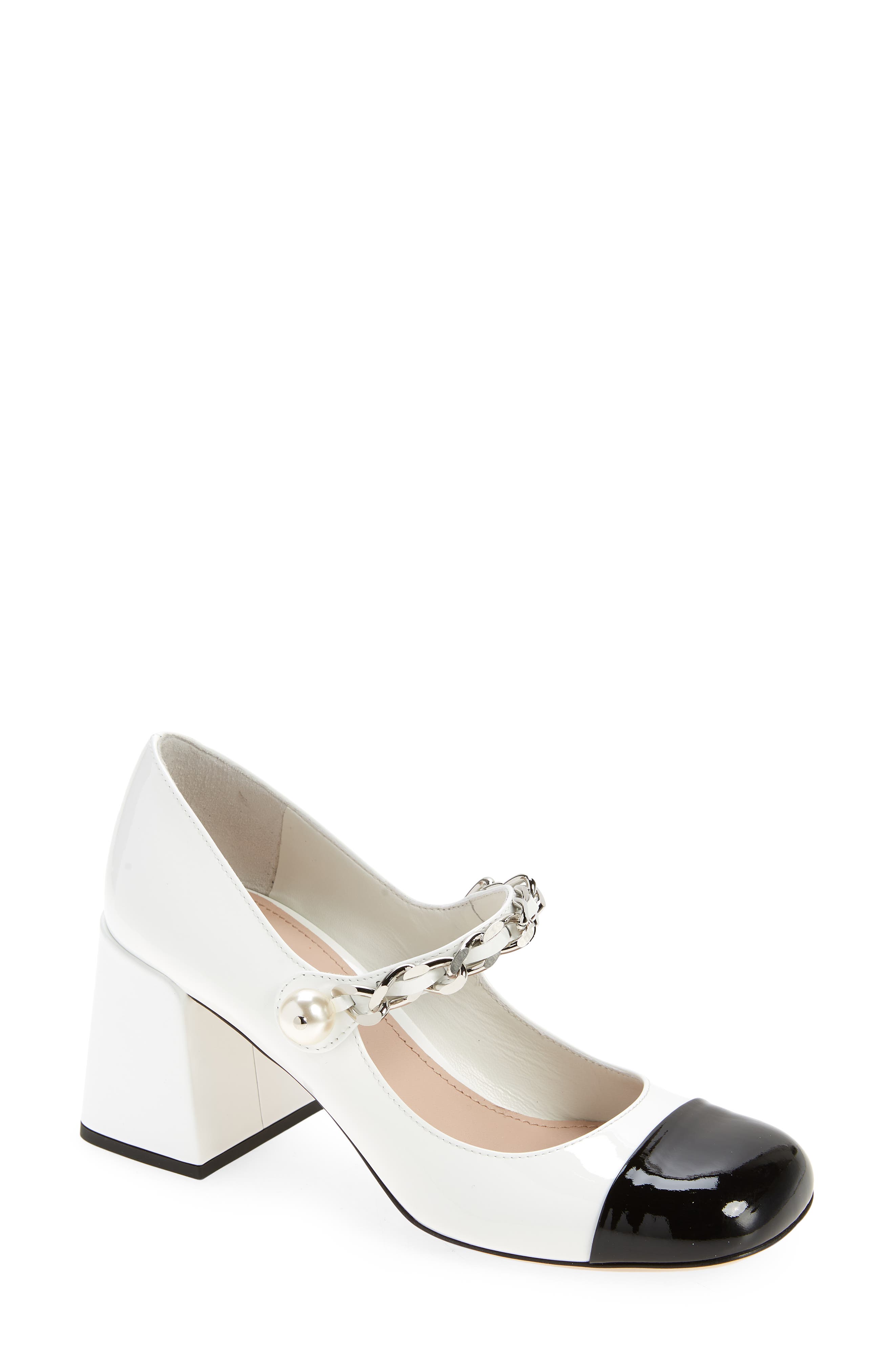 Miu Miu Chain Block Heel Mary Jane Pump, Main, color, 