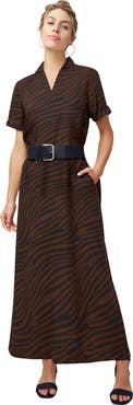Jessica London Linen Short Sleeve Maxi Dress
