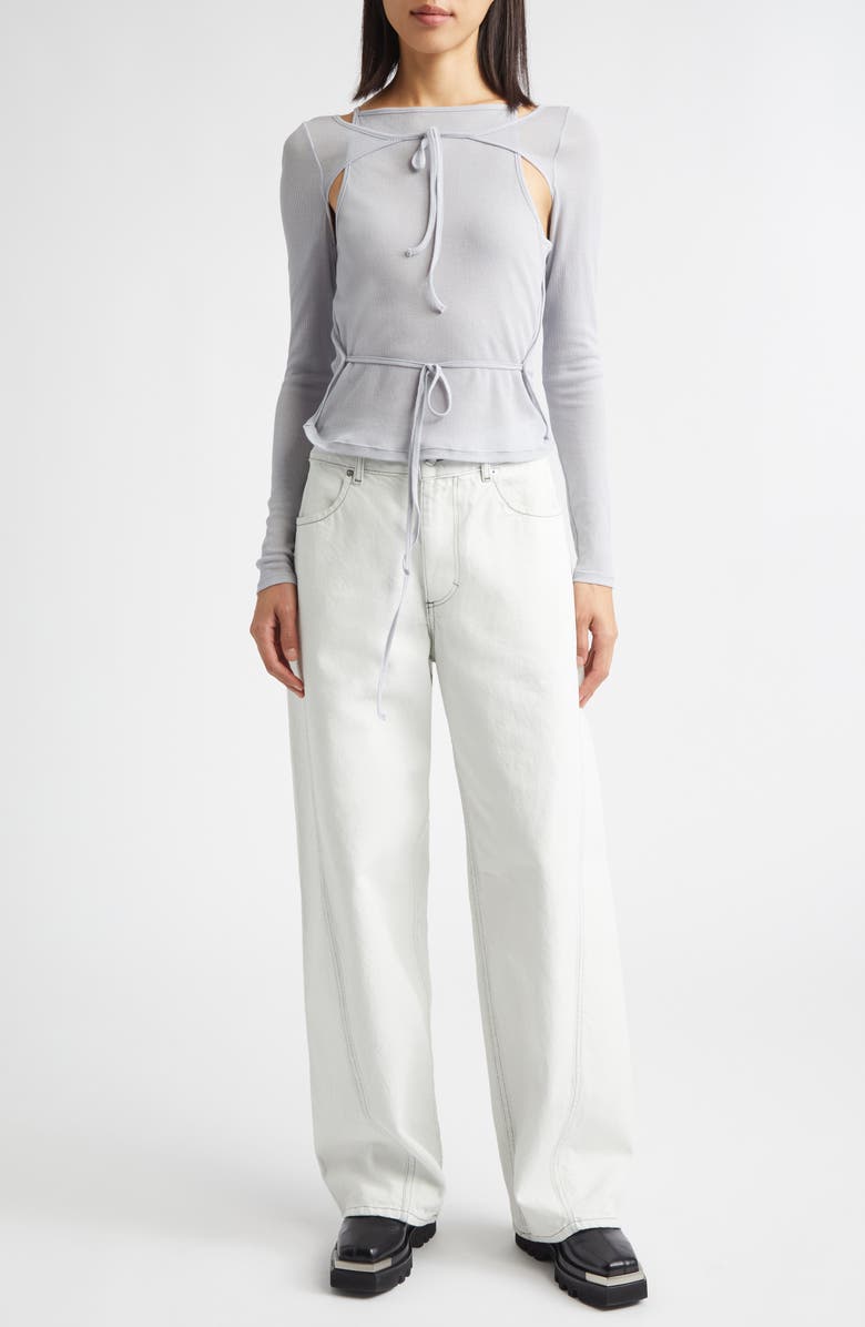 Eckhaus Latta Bend Twisted Seam Jeans, Alternate, color, Chalk