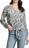 APNY Print Tie Front Top