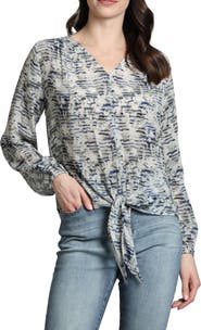 APNY Print Tie Front Top