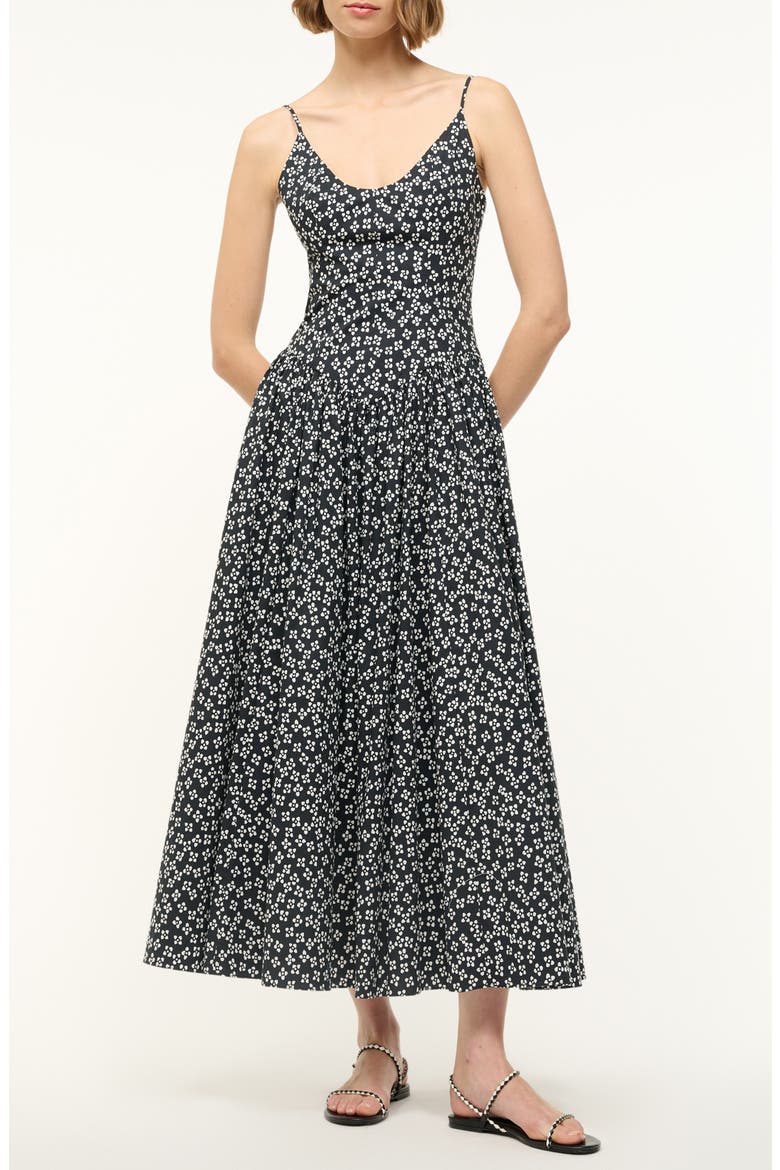 Dena Floral Sundress, Main, color, BLACK WOODBLOCK FLORAL