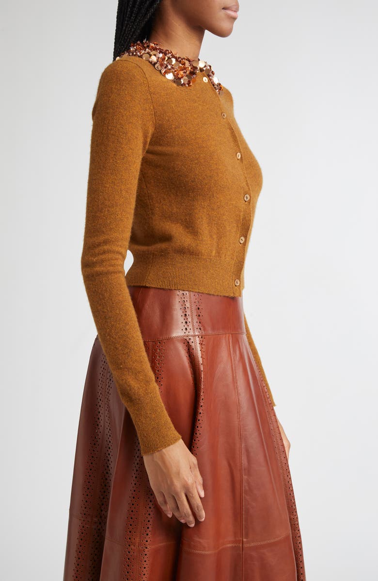 Ulla Johnson Embellished Cashmere Cardigan, Alternate, color, Umber