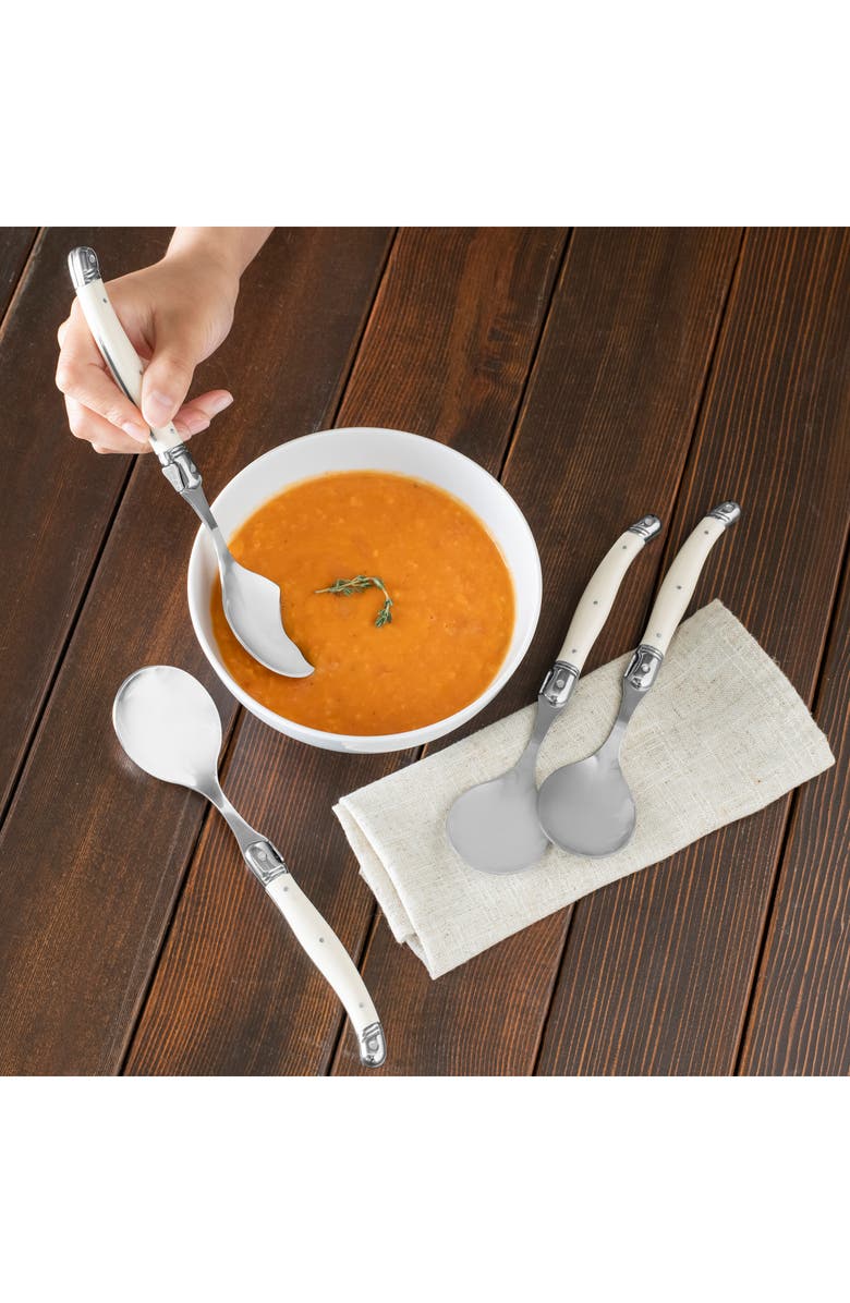 FRENCH HOME Set of 4 Soup Spoons, Alternate, color, Faux Ivory