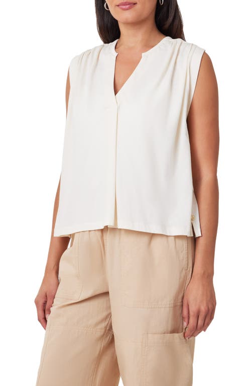 Scotch & Soda Split Neck Cotton Top In Soft Ice