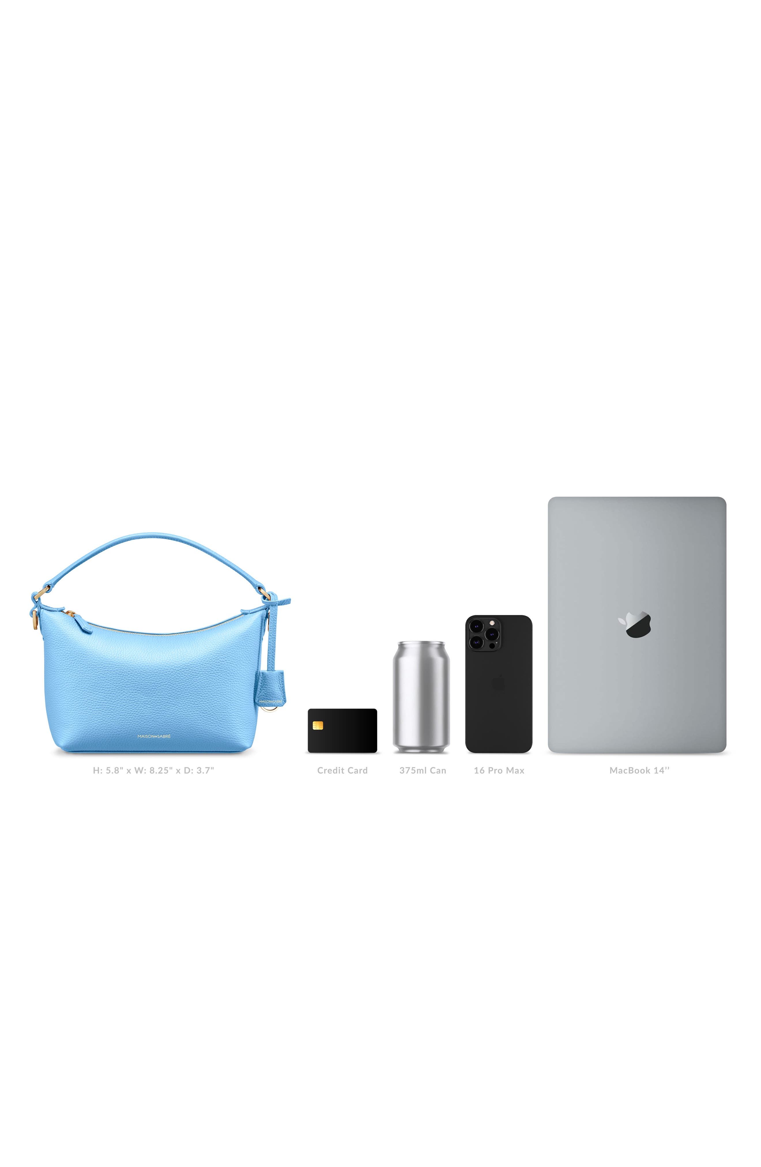 Small Leather Soft Hobo, Alternate, color, Sky Blue