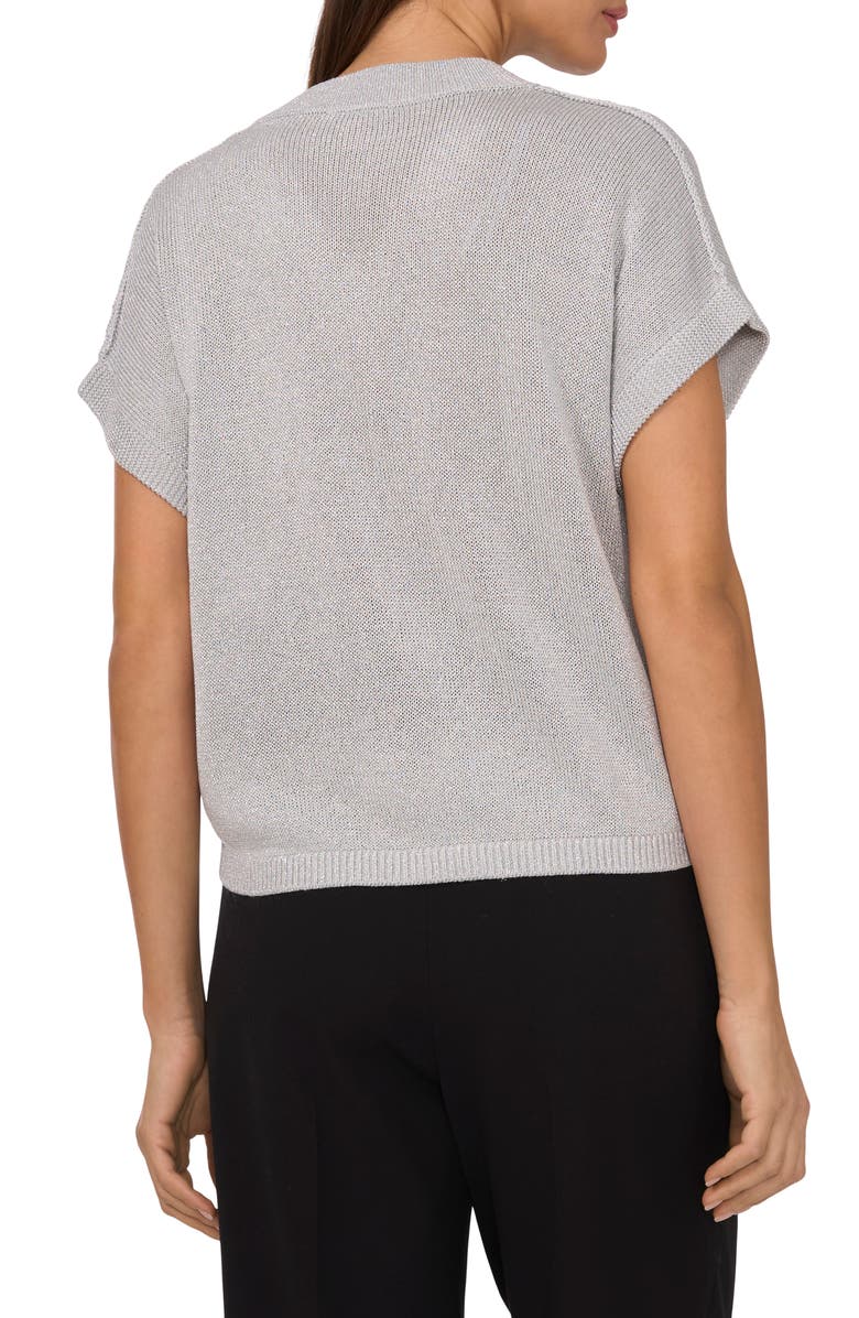 Vince Camuto Metallic V-Neck Sweater, Alternate, color, Ash Blue Silver