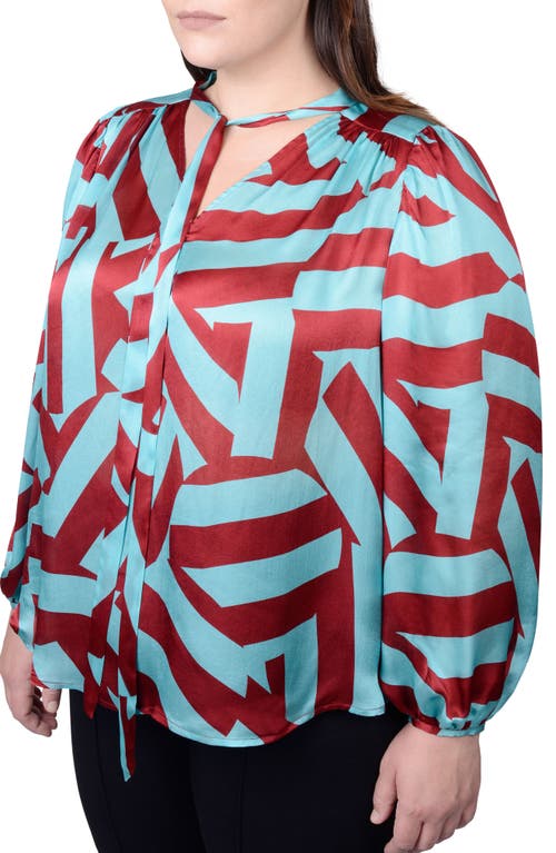 MAYES NYC MAYES NYC ROSEN TIE NECK PUFF SHOULDER BLOUSE