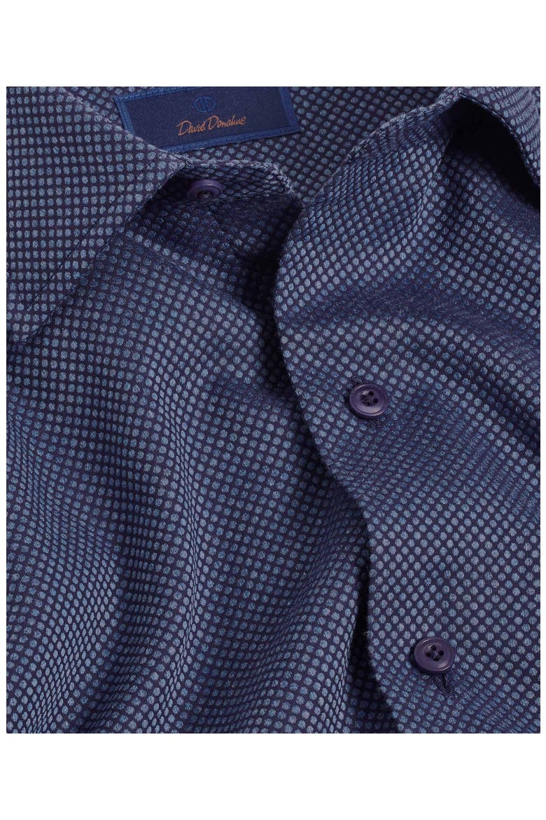 Micro Dobby Dot Cotton Sport Shirt, Alternate, color, NAVY