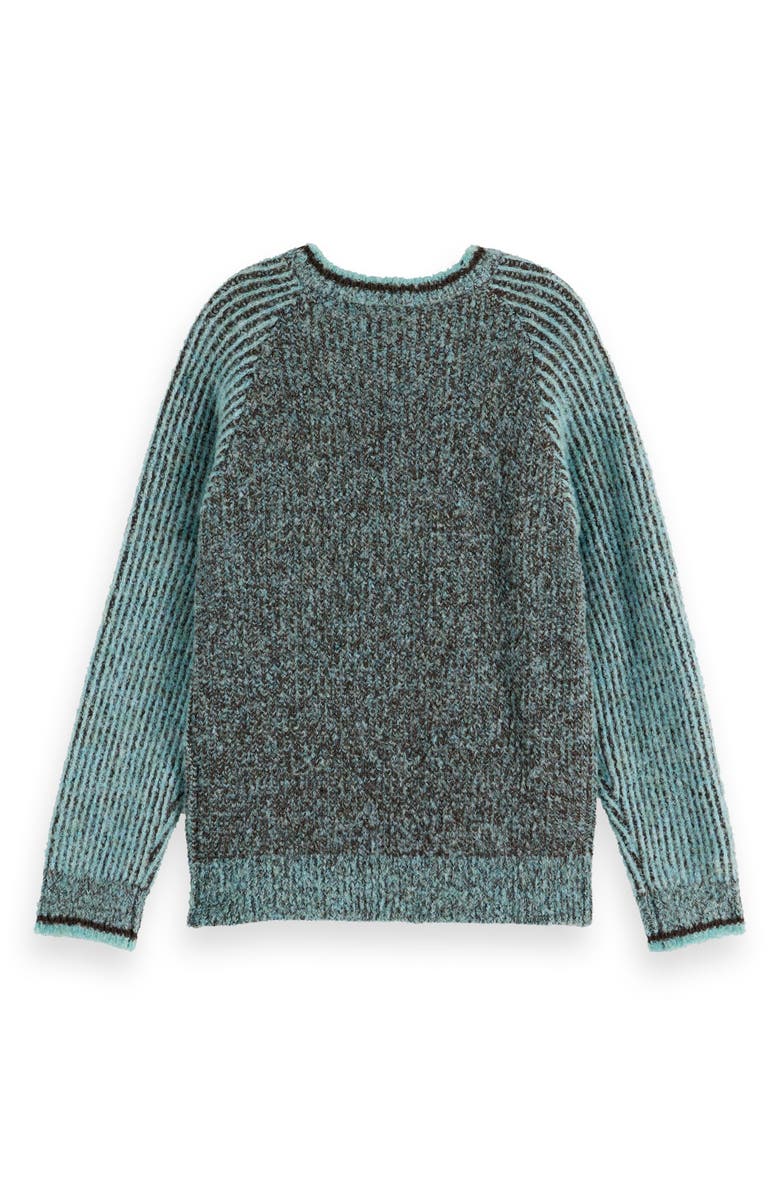 Scotch & Soda Kids' Relaxed Fit Colorblock Sweater, Alternate, color, Agate Green/ Demitasse