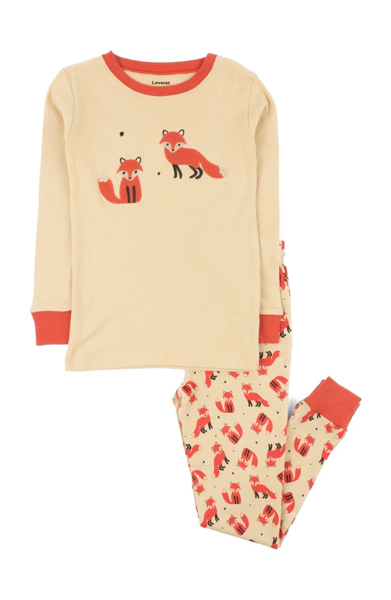 Leveret Kids Two-Piece Cotton Printed Matching Family Pajamas, Animal Friends, Main, color, Fox