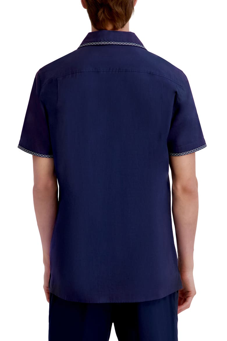 Embroidered Cotton Camp Shirt, Alternate, color, NAVY