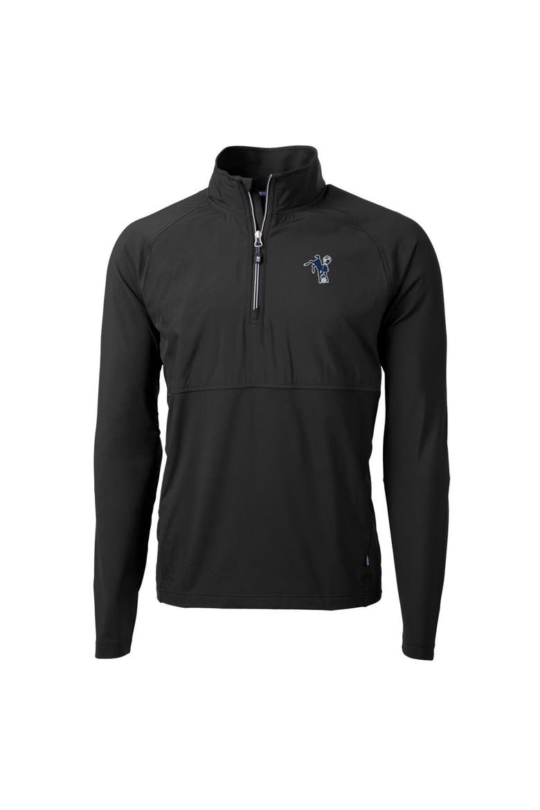 Men's Cutter & Buck Black Indianapolis Colts Adapt Eco Knit Hybrid Recycled Quarter-Zip Throwback Pullover Top, Alternate, color, Black