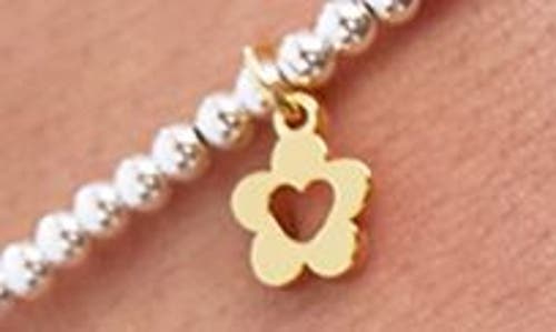 Estella Bartlett Sienna Flower Heart Beaded Stretch Bracelet In Gold
