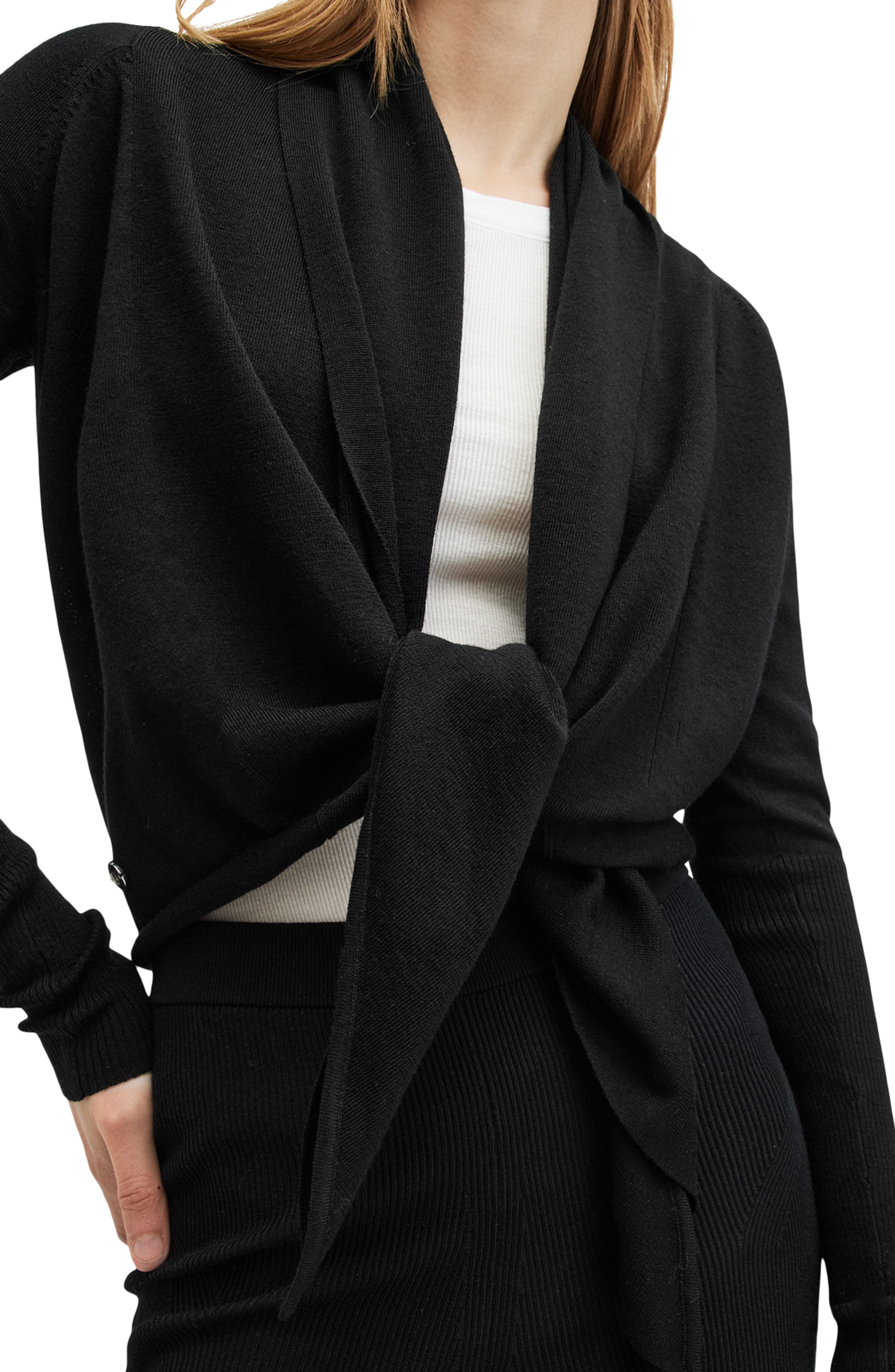 AllSaints Wasson Pirate Wrap Merino Wool Cardigan (Women) | Nordstrom