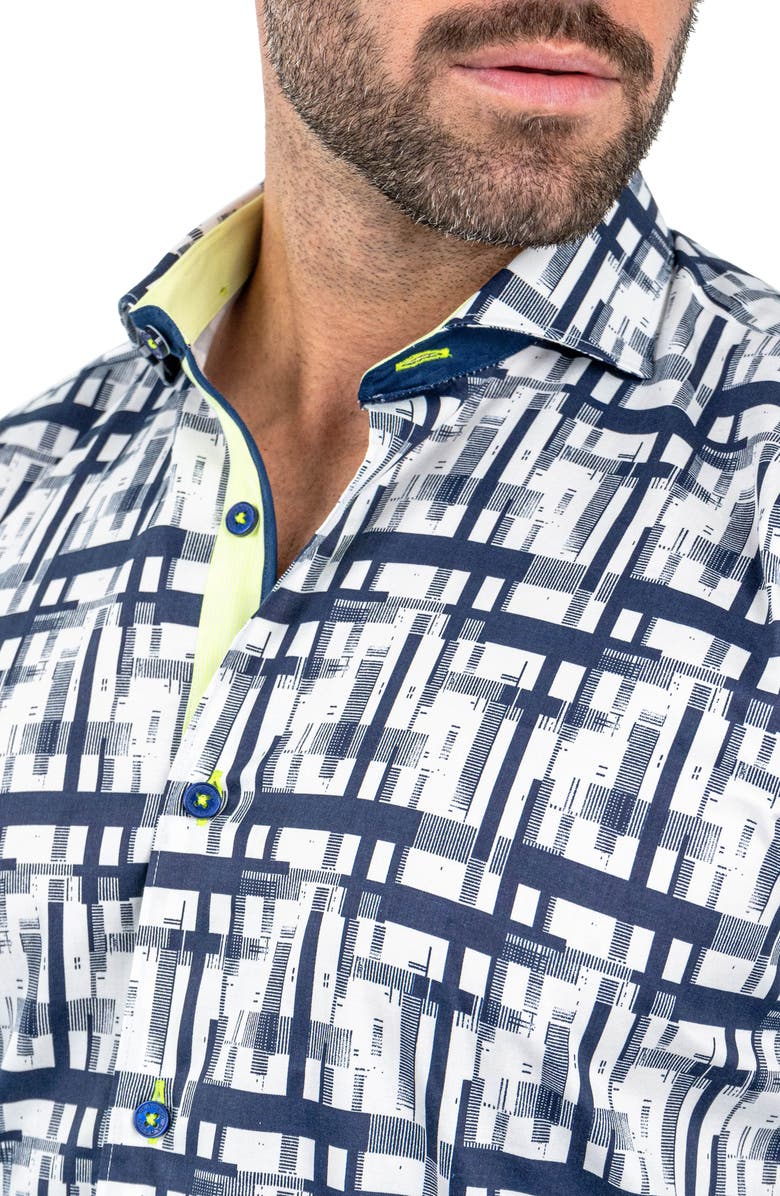 Maceoo Einstein Linear Canvas Cotton Button-Up Shirt, Alternate, color, White