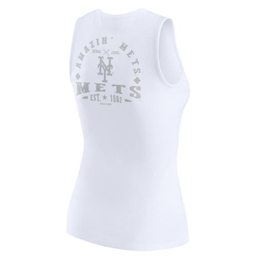 Wear By Erin Andrews White Los Angeles Dodgers Rib-knit Henley Tank Top In White