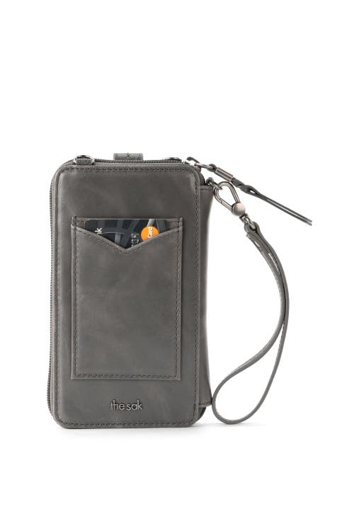 The Sak Silverlake N/s Smartphone Crossbody In Slate Leaf Emboss