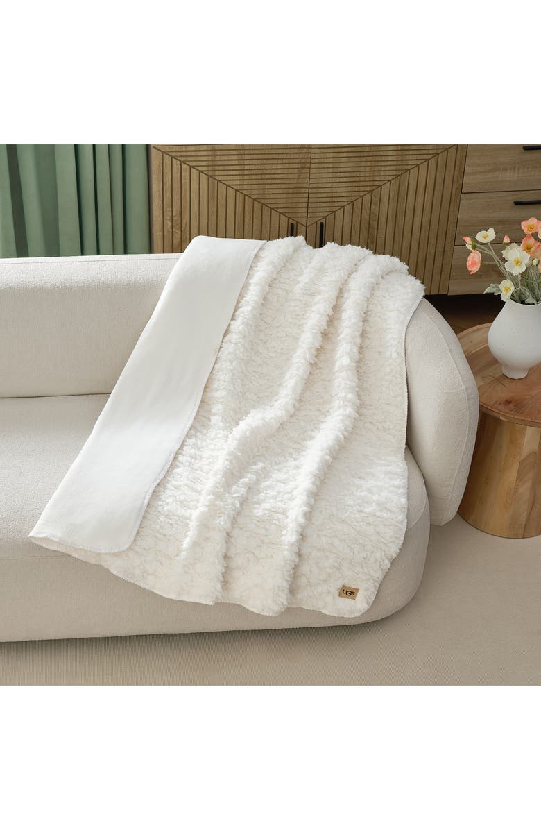 UGG<sup>®</sup> Shira Fleece Throw Blanket, Alternate, color, Snow