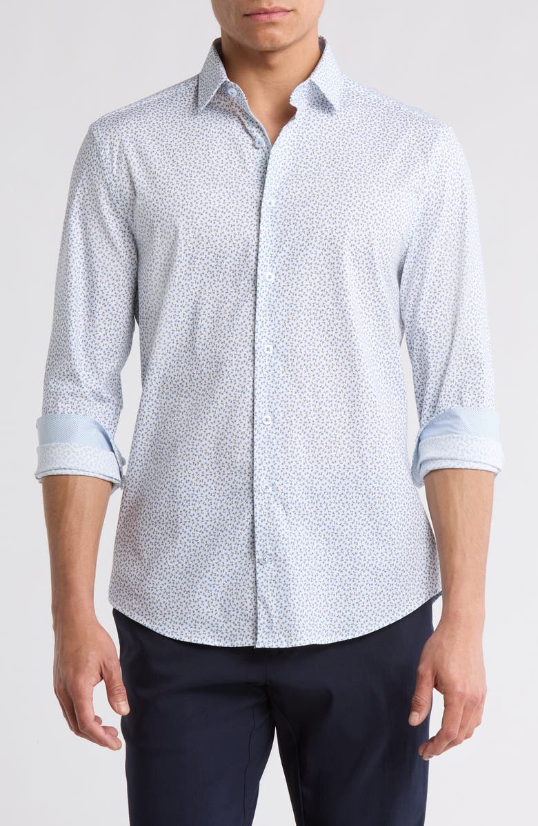 SOUL OF LONDON Stretch Cotton Button Up Shirt, Main, color, Blue/ Bleu