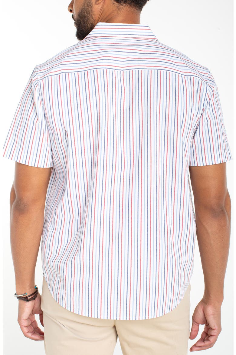 Short Sleeve Stretch Cotton Button-Up Shirt, Alternate, color, BLUE MULTI