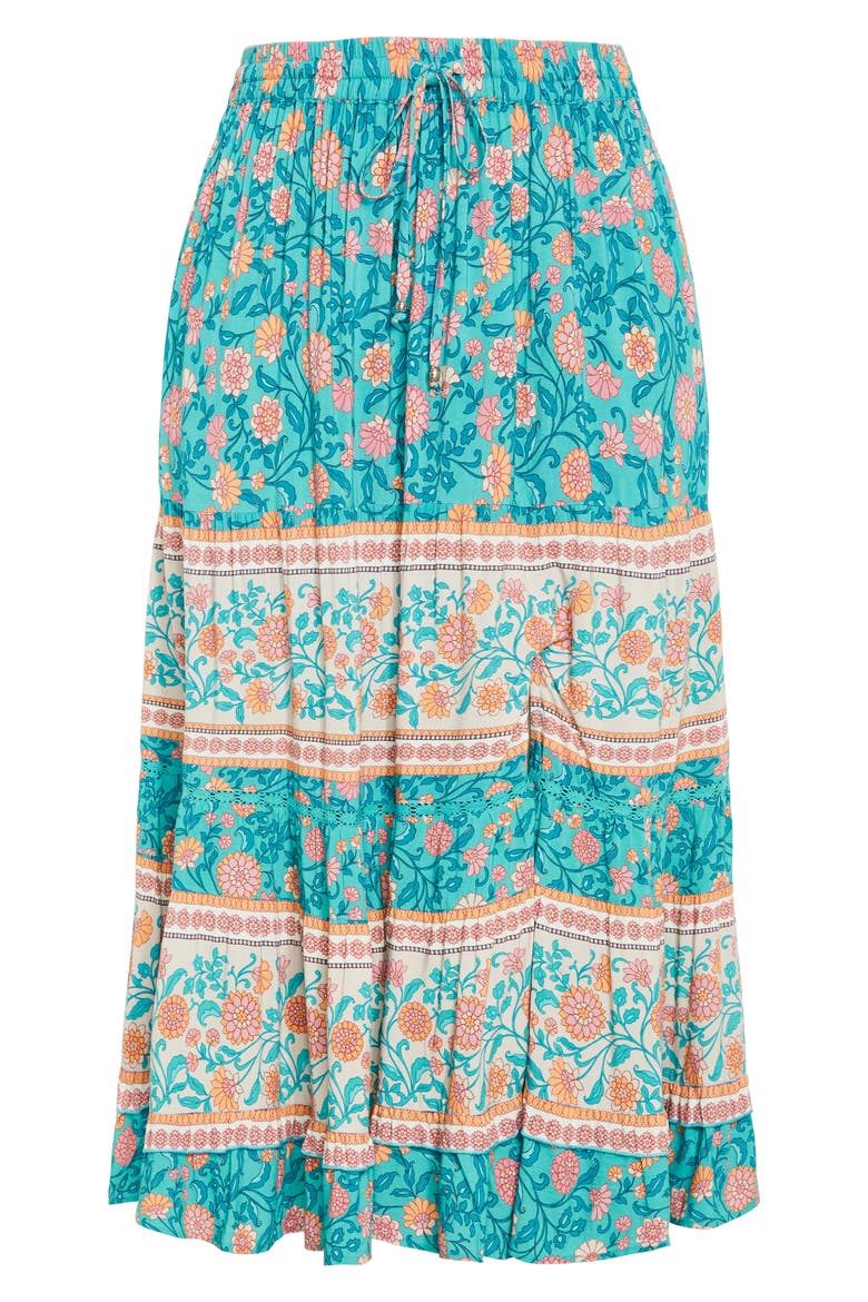 Aurora Print Maxi Skirt, Alternate, color, TURQUOISE
