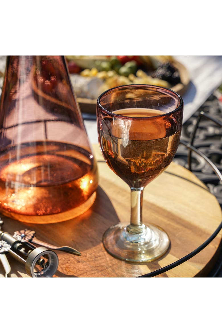 Segunda Vida Rosado Recycled Stemmed Wine Glasses Set of 2, Alternate, color, Pink