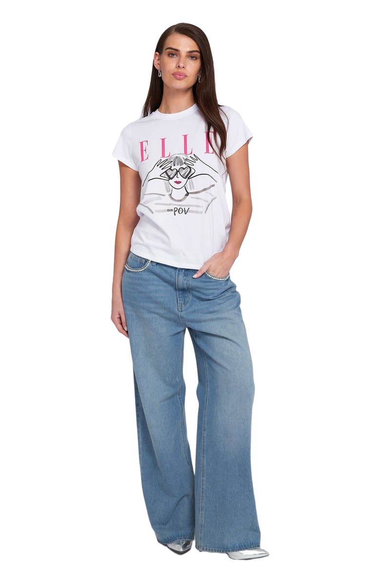 ELLE Collection Heart Eyes Graphic Tee T-Shirt, Main, color, White