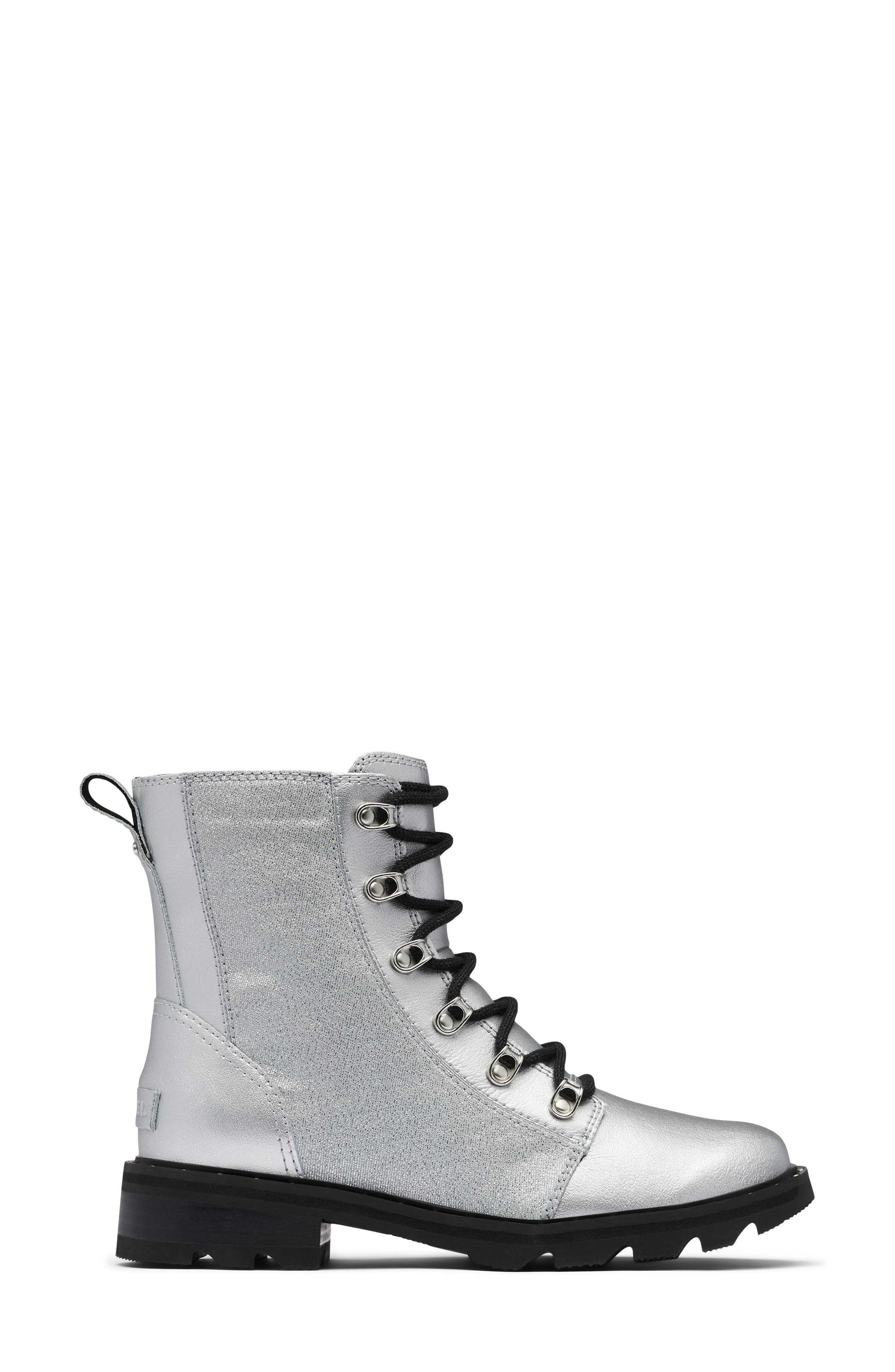 SOREL Lennox Lace Boot, Alternate, color, Pure Silver Black