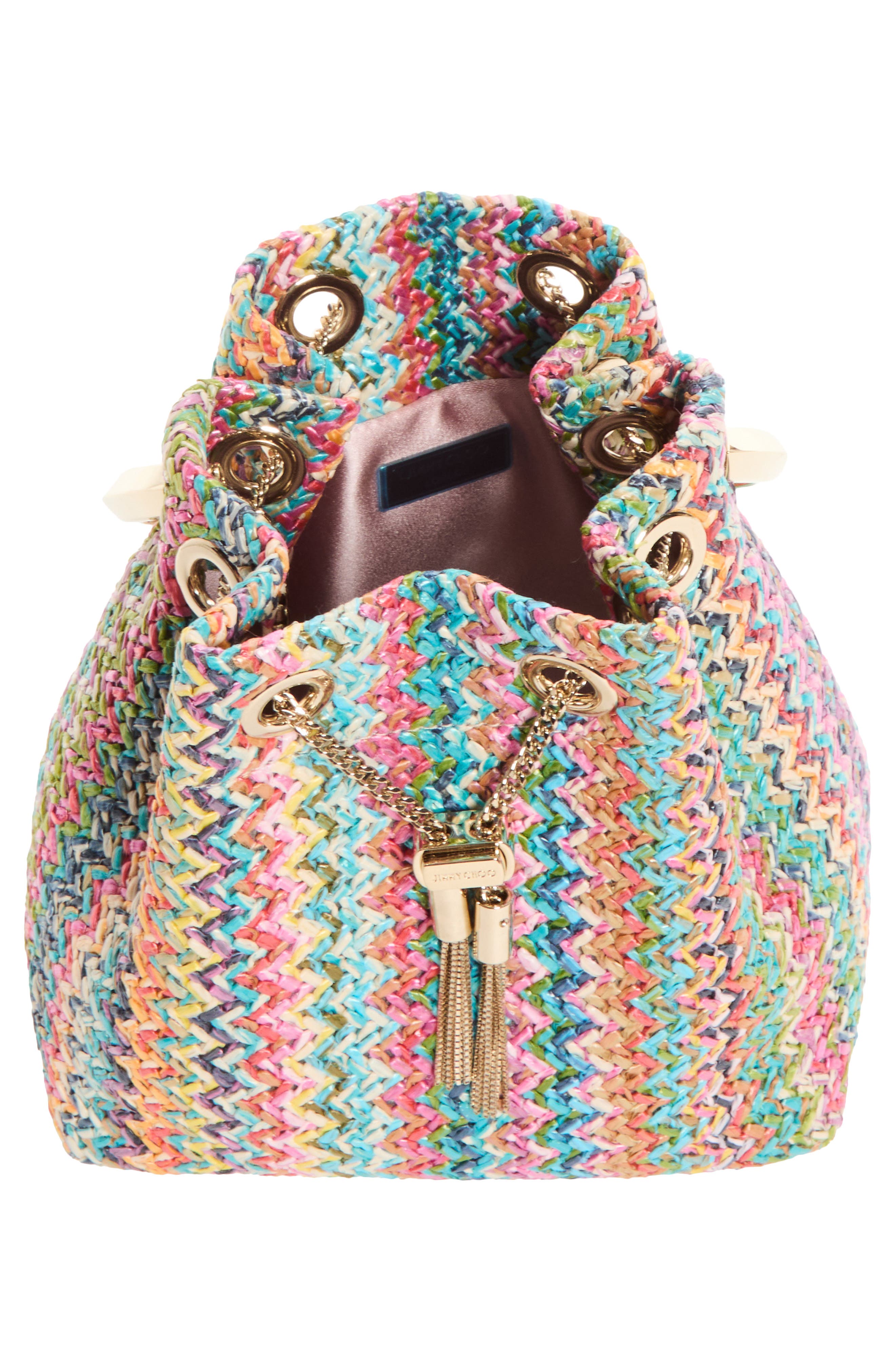 Bon Bon Woven Straw Bucket Bag, Alternate, color, MULTI/ LIGHT GOLD