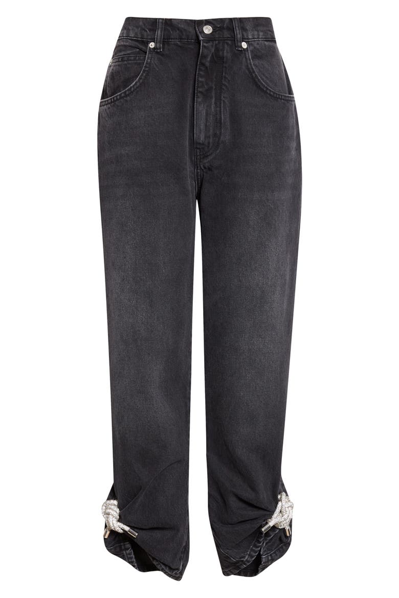 Crystal Knot Straight Leg Jeans, Alternate, color, BLACK