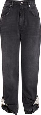 Area Crystal Knot Straight Leg Jeans