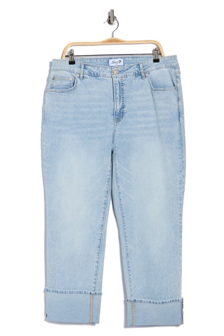 High Waist Straight Leg Cuffed Hem Jeans, Alternate, color, FREE SPIRIT