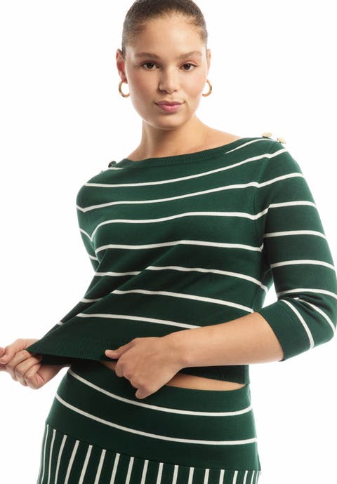 Cropped Boat Neck Sweater (Plus Available)