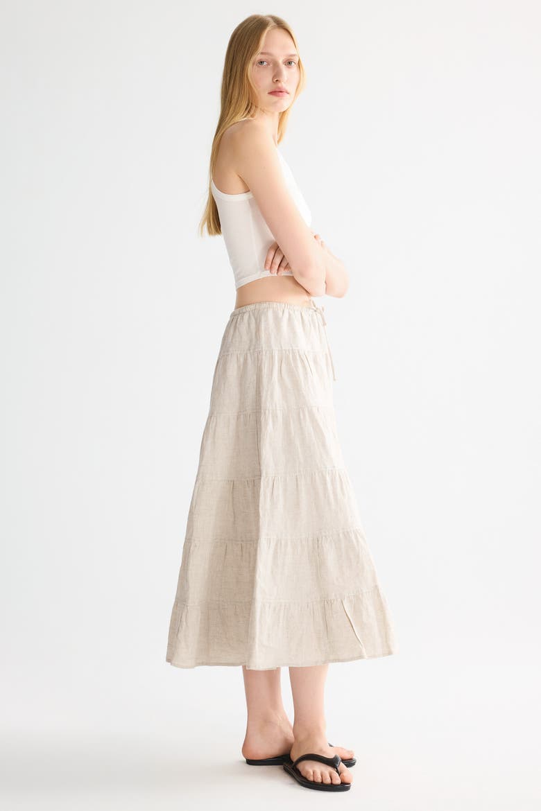 Bouquet Linen Skirt, Alternate, color, Beige