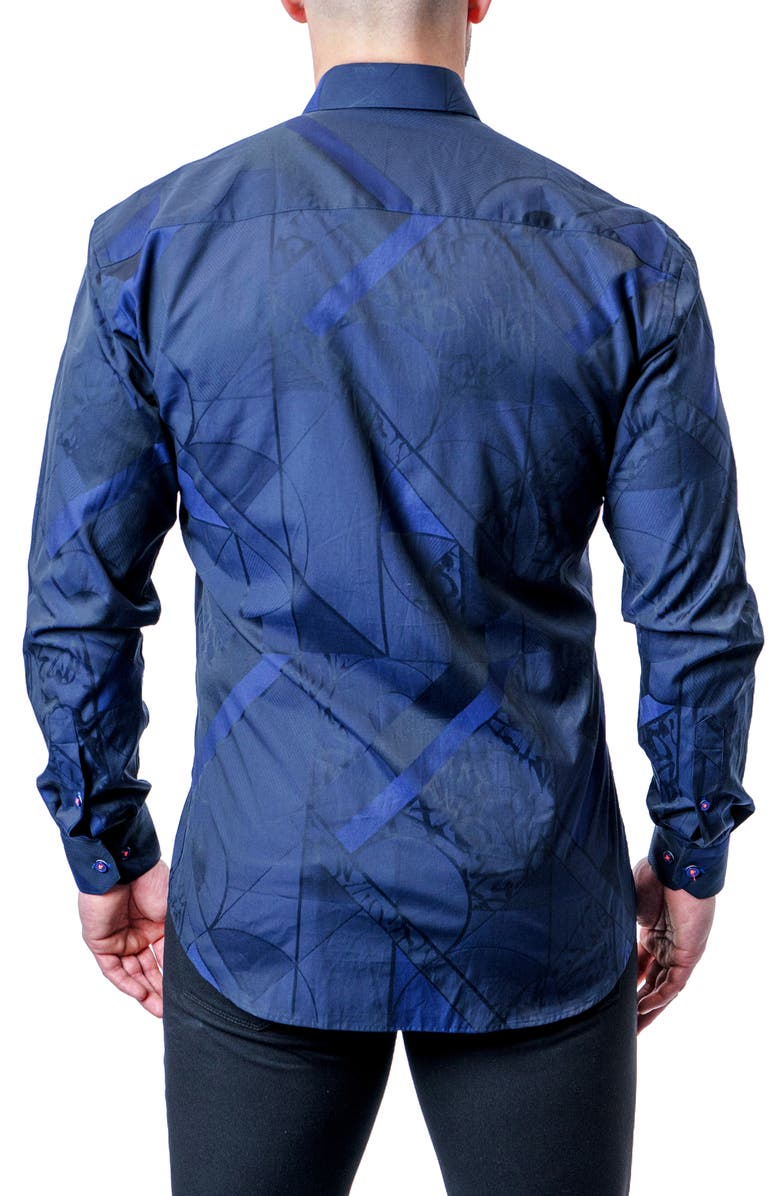 Maceoo Fibonacci Dark Blue Contemporary Fit Button-Up Shirt, Alternate, color, Blue