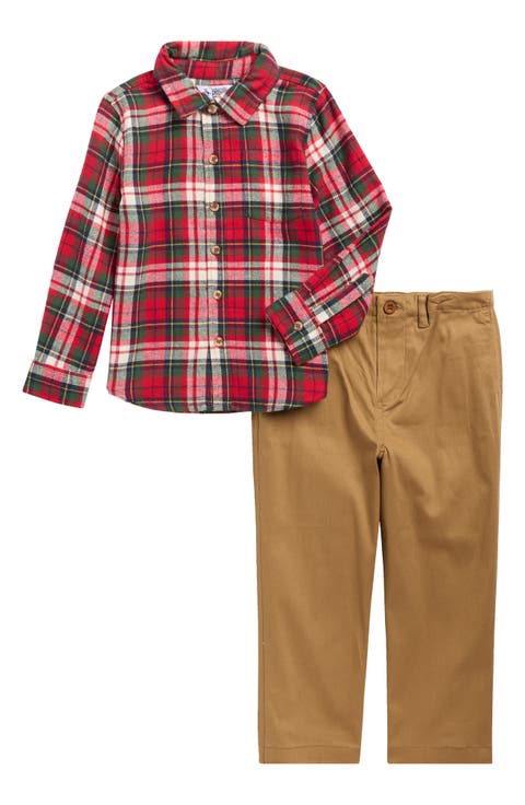 Kids' Flannel Button-Up Shirt & Chino Pants Set (Little Kid)