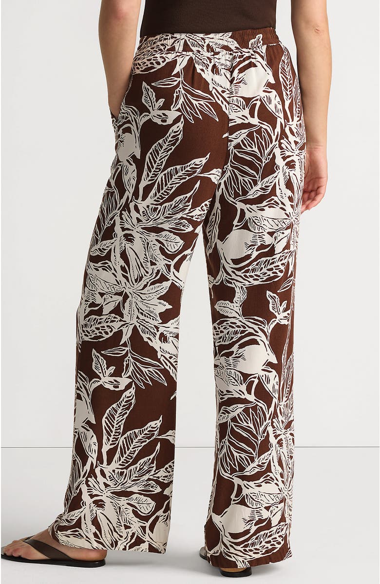 Lands' End Rayon High Rise Wide Leg Pants - Set Bottom, Alternate, color, Bark/Vanilla Etched Leaves