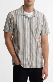 Barbour Hayton Stripe Slub Cotton & Linen Camp Shirt