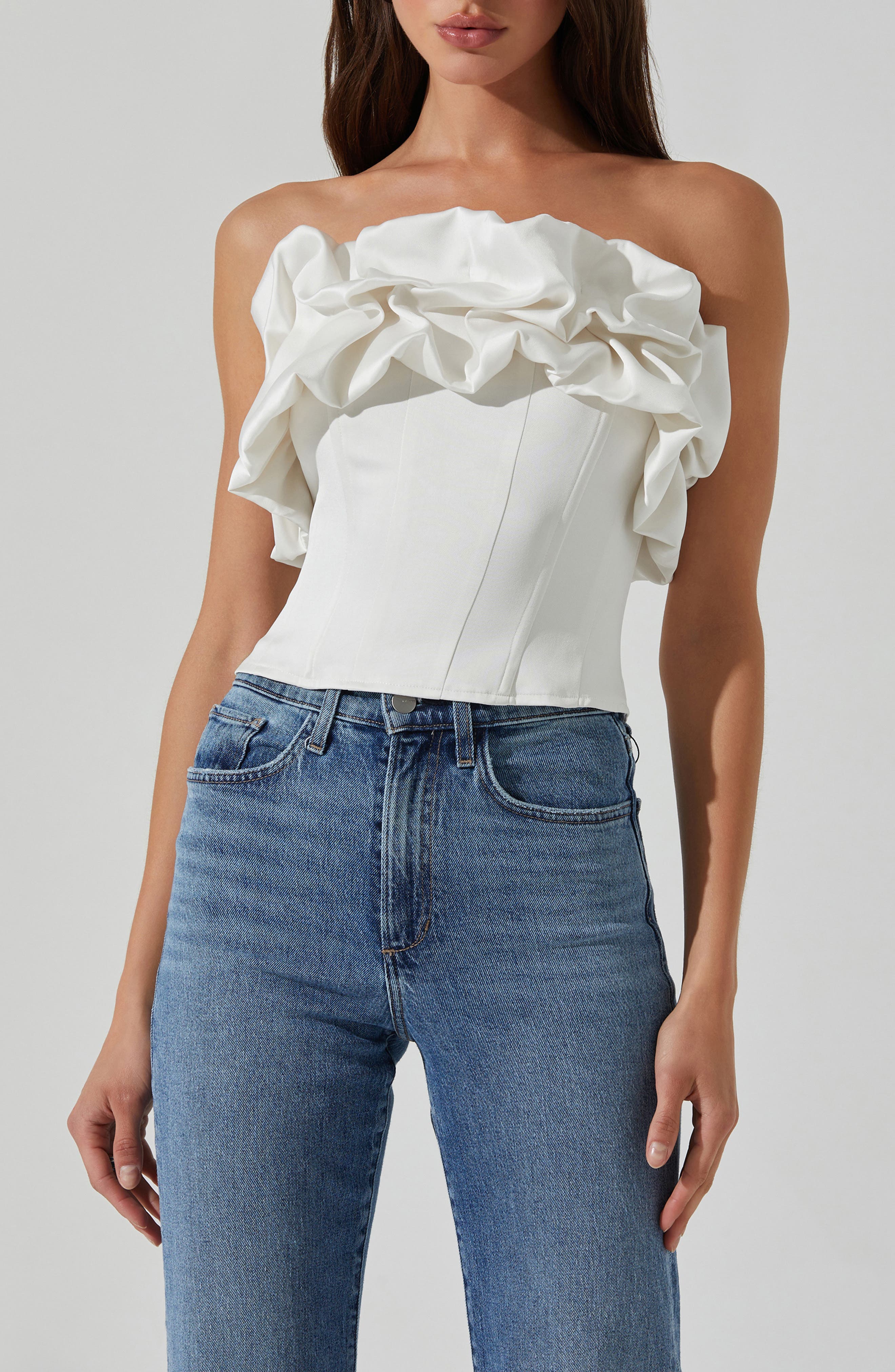 ASTR the Label Sarahi Ruffle Detail Strapless Top
