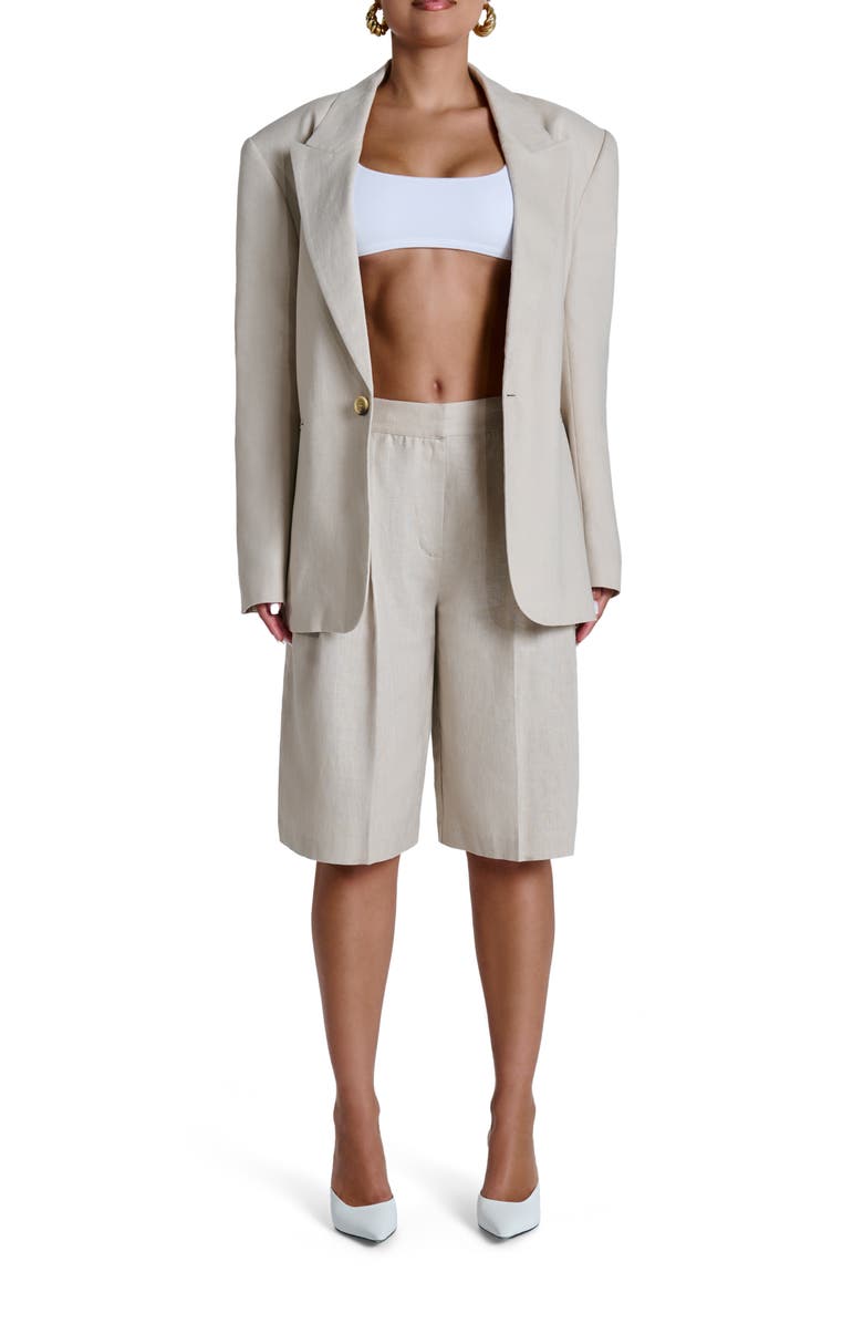 Naked Wardrobe Oversize Linen Blazer, Alternate, color, Dark Beige