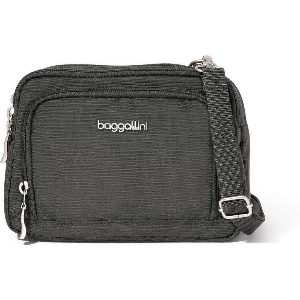 Baggallini Triple Zip Small Convertible Crossbody Bag In Charcoal
