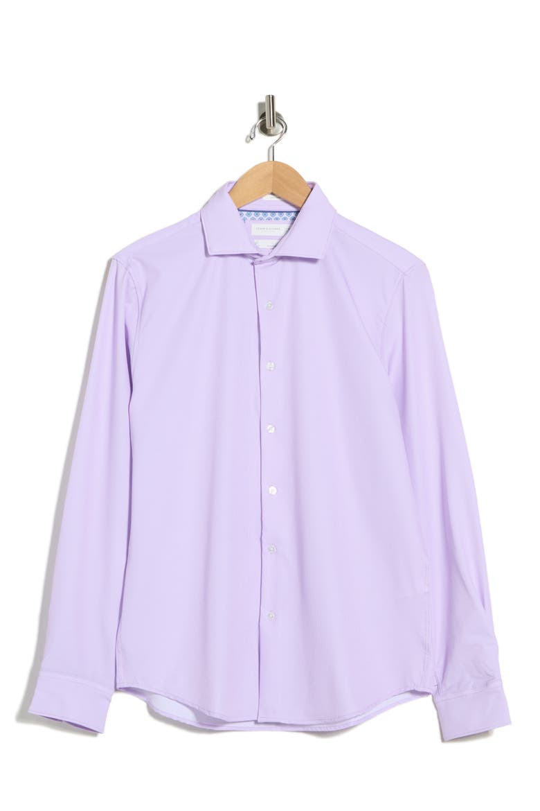Lavender Stripe Performance Button-Up Shirt, Alternate, color, LAVENDER