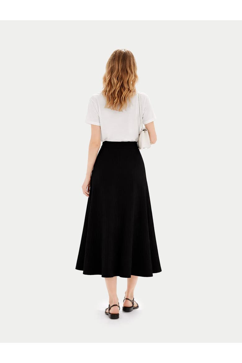 Calf-Length Cashmere Knit Skirt, Alternate, color, black