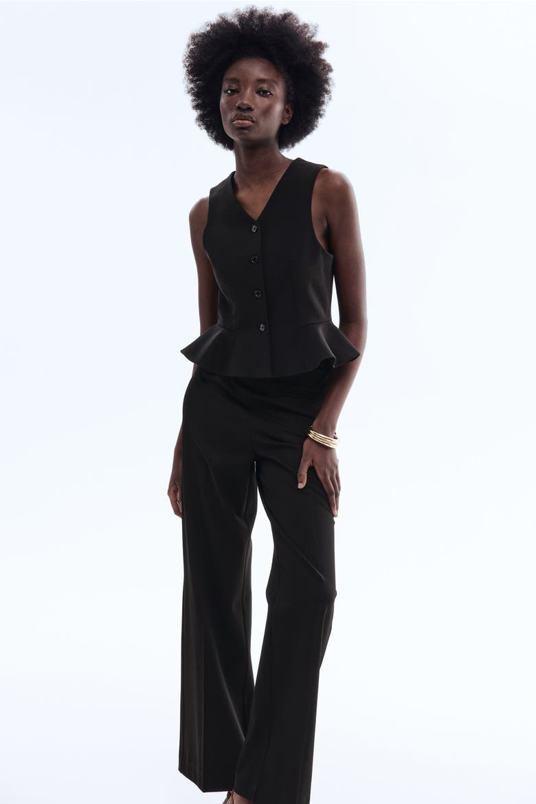 Bootcut Twill Trousers, Main, color, Black