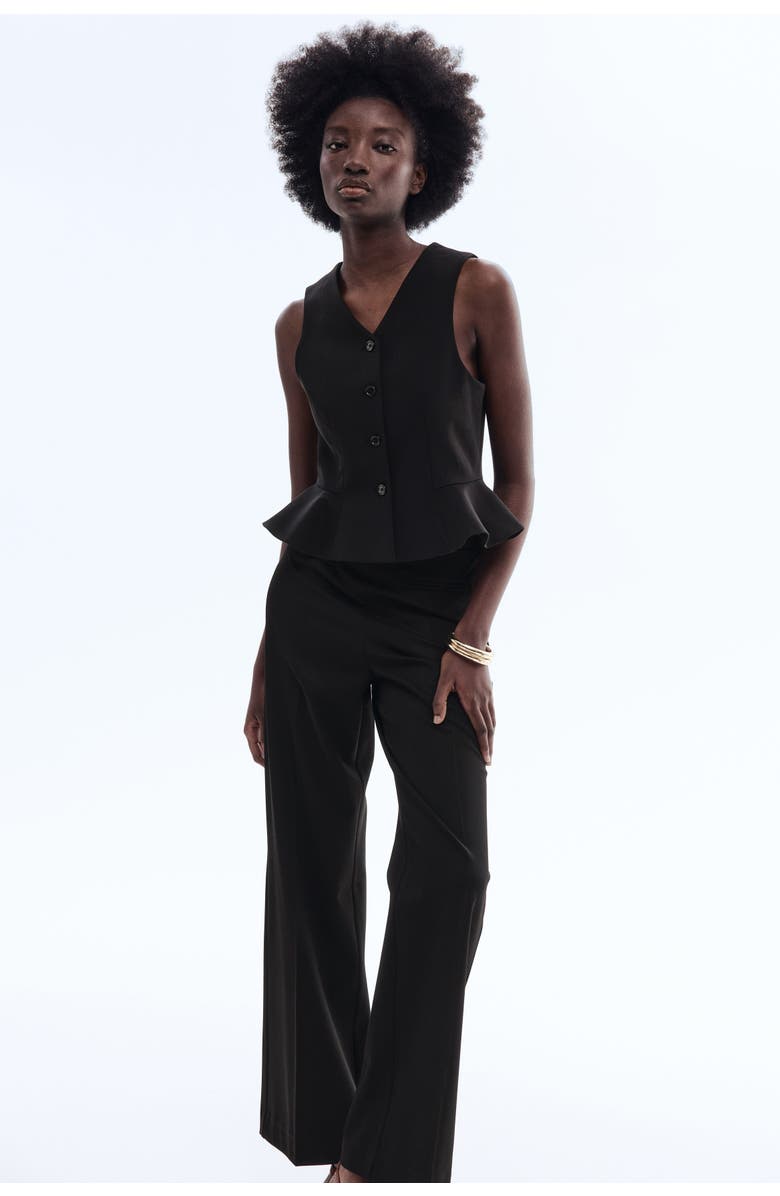 H&M Bootcut Twill Trousers, Alternate, color, Black