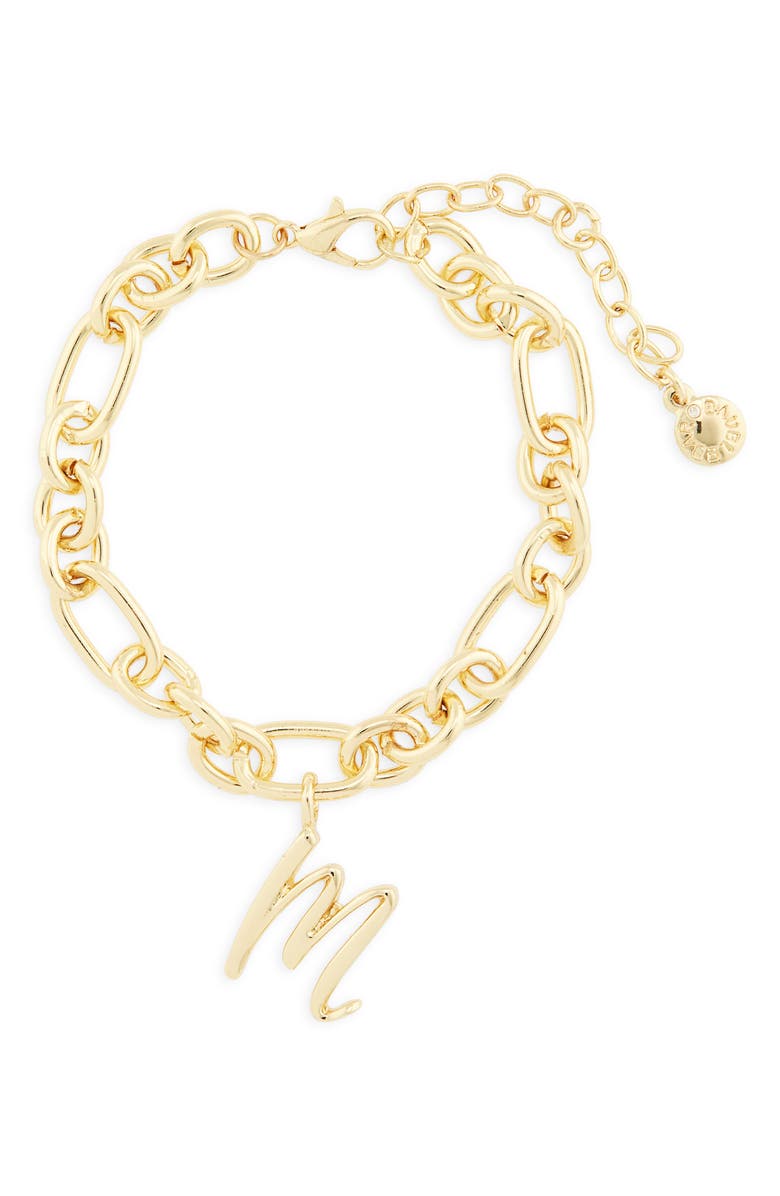 BaubleBar Initial Charm Chain Braclet, Main, color, Gold M